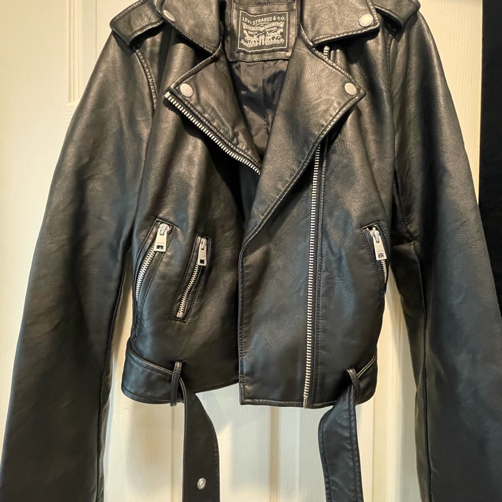 Women's Black Leather Biker Jacket - Picture 5 of 5